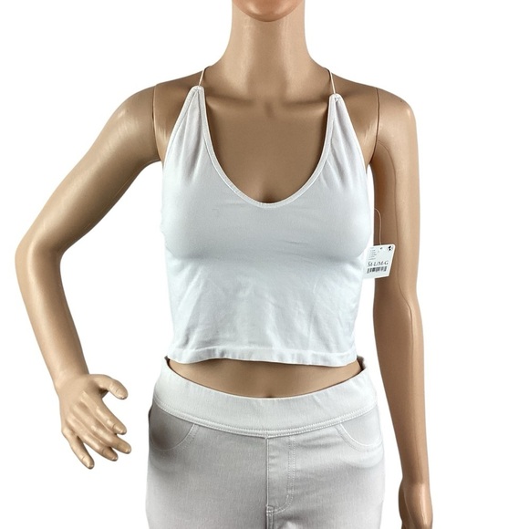 Free People Intimately White Strappy Back Bralette Crop Top Size M/L - Picture 1 of 8